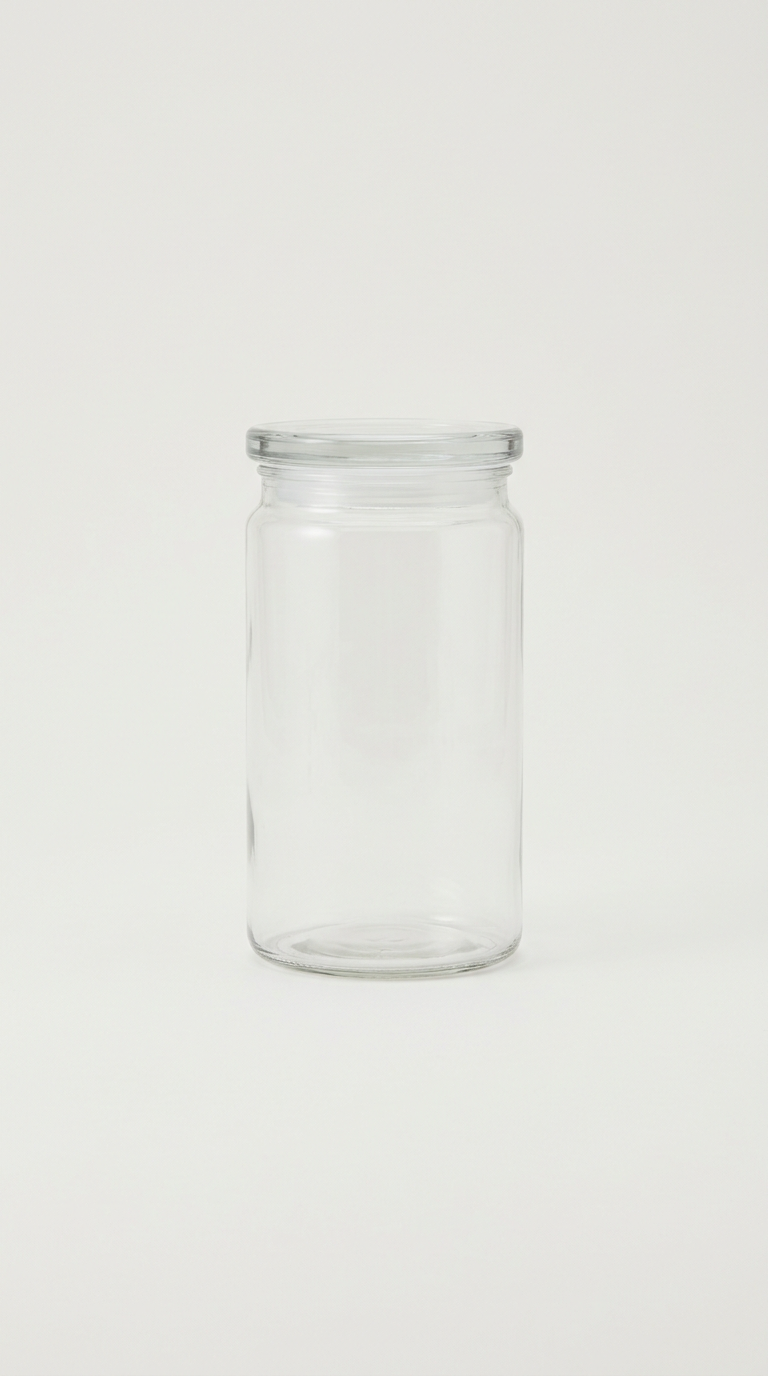 Frasco de vidrio con tapa de madera