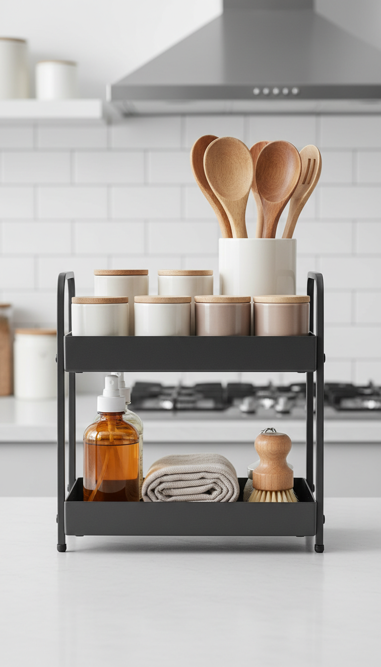 Organizador de cocina de dos niveles