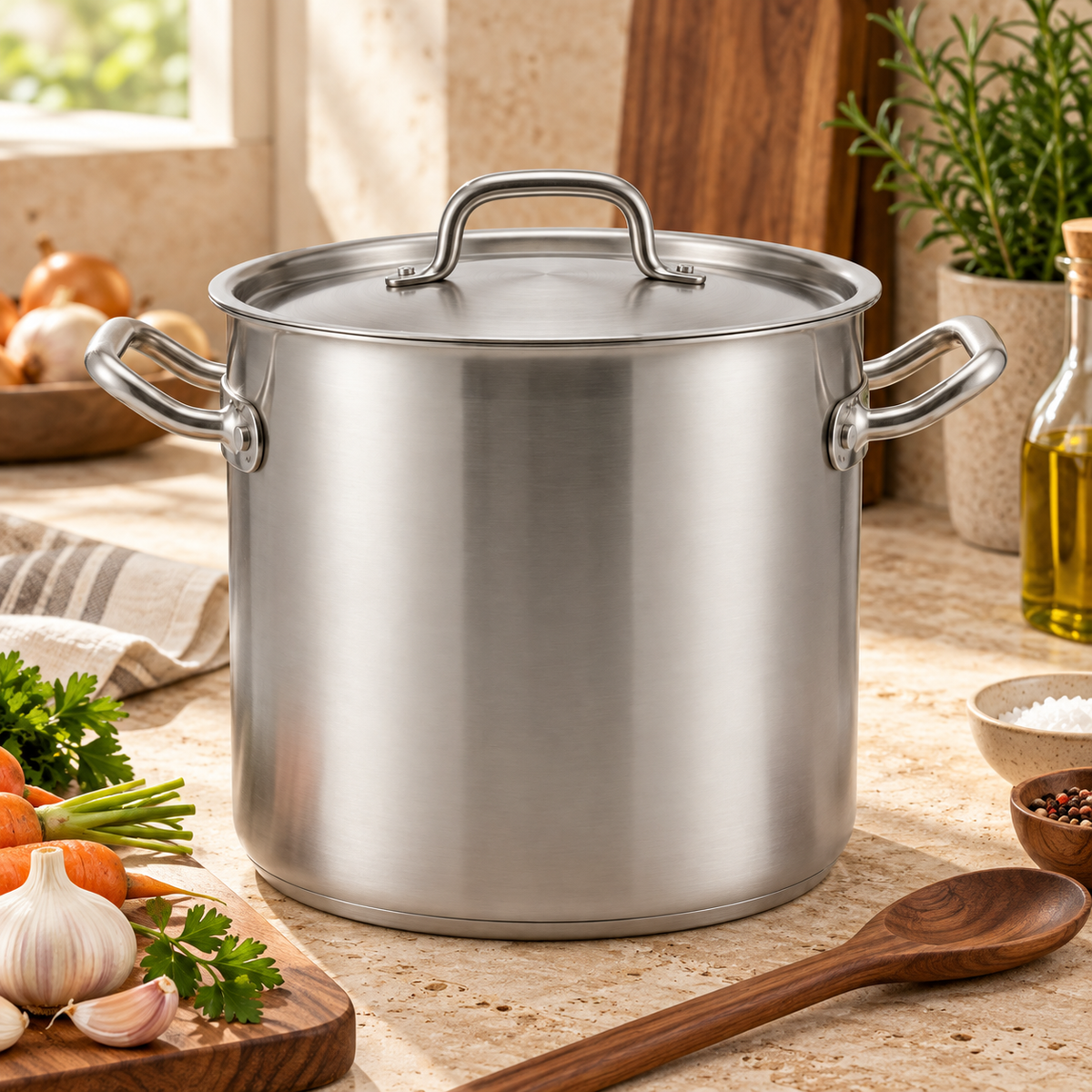 Olla amplia de acero inoxidable — segunda vista