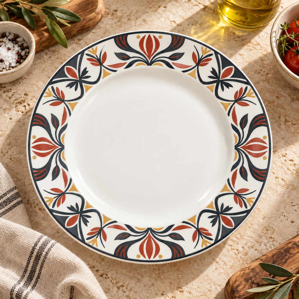 Plato de porcelana de borde amplio — segunda vista