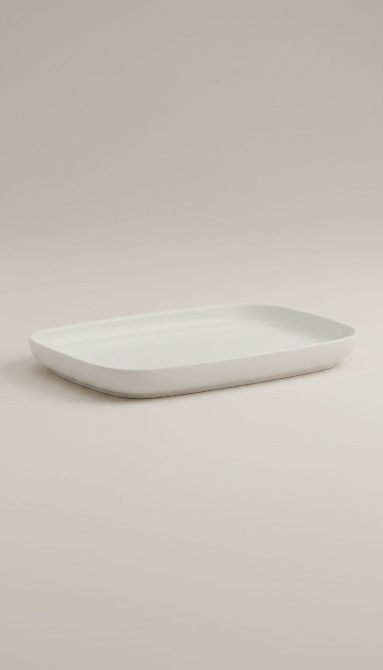 Bandeja de porcelana blanca mate