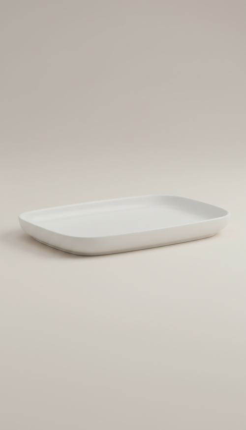 Bandeja de porcelana blanca mate