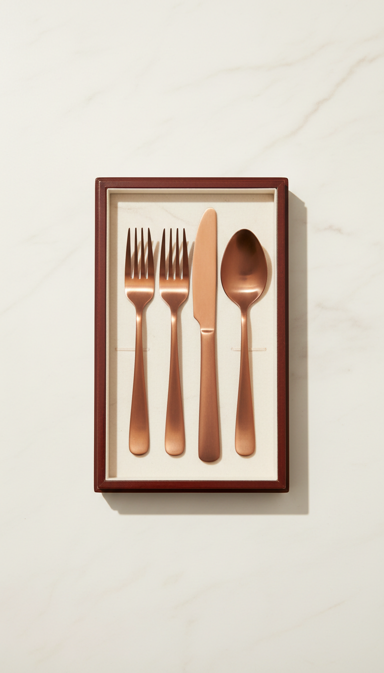 Juego de cubiertos tono bronce