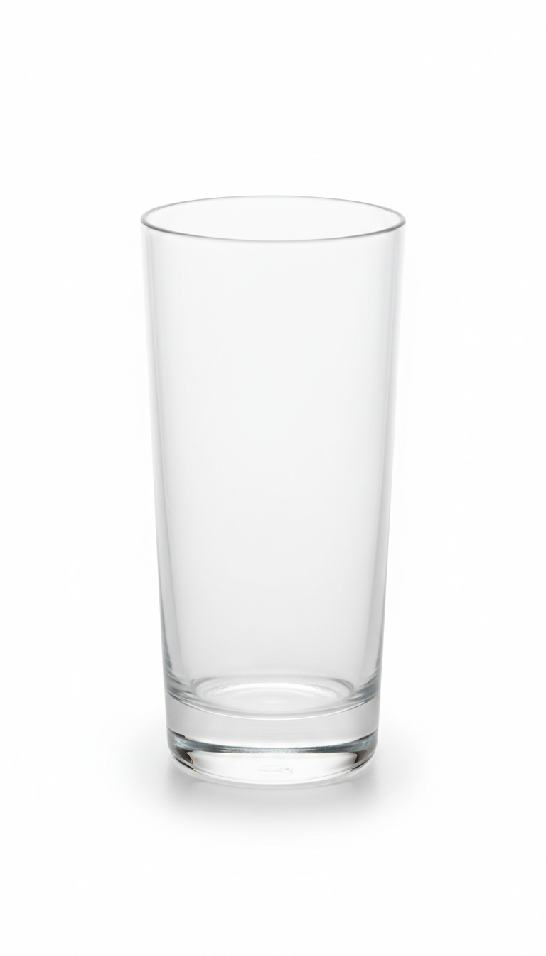 Vaso transparente de vidrio