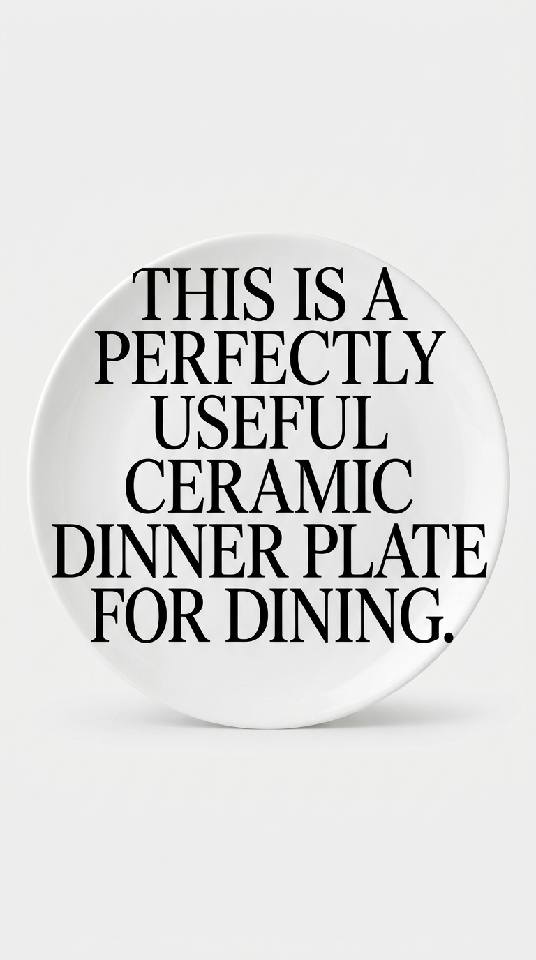 Plato de porcelana con diseño tipográfico